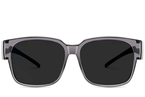 Lunettes de conduite polarisées rectangulaires en plastique gris #BS2426-0039