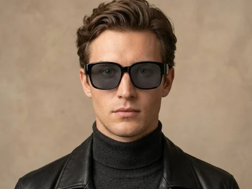 Lunettes de conduite polarisées rectangulaires en plastique noir #BS2426-0040