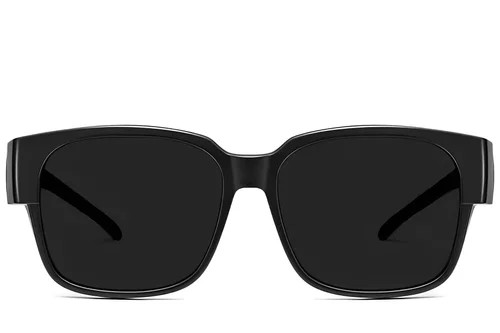 Lunettes de conduite polarisées rectangulaires en plastique noir #BS2426-0040