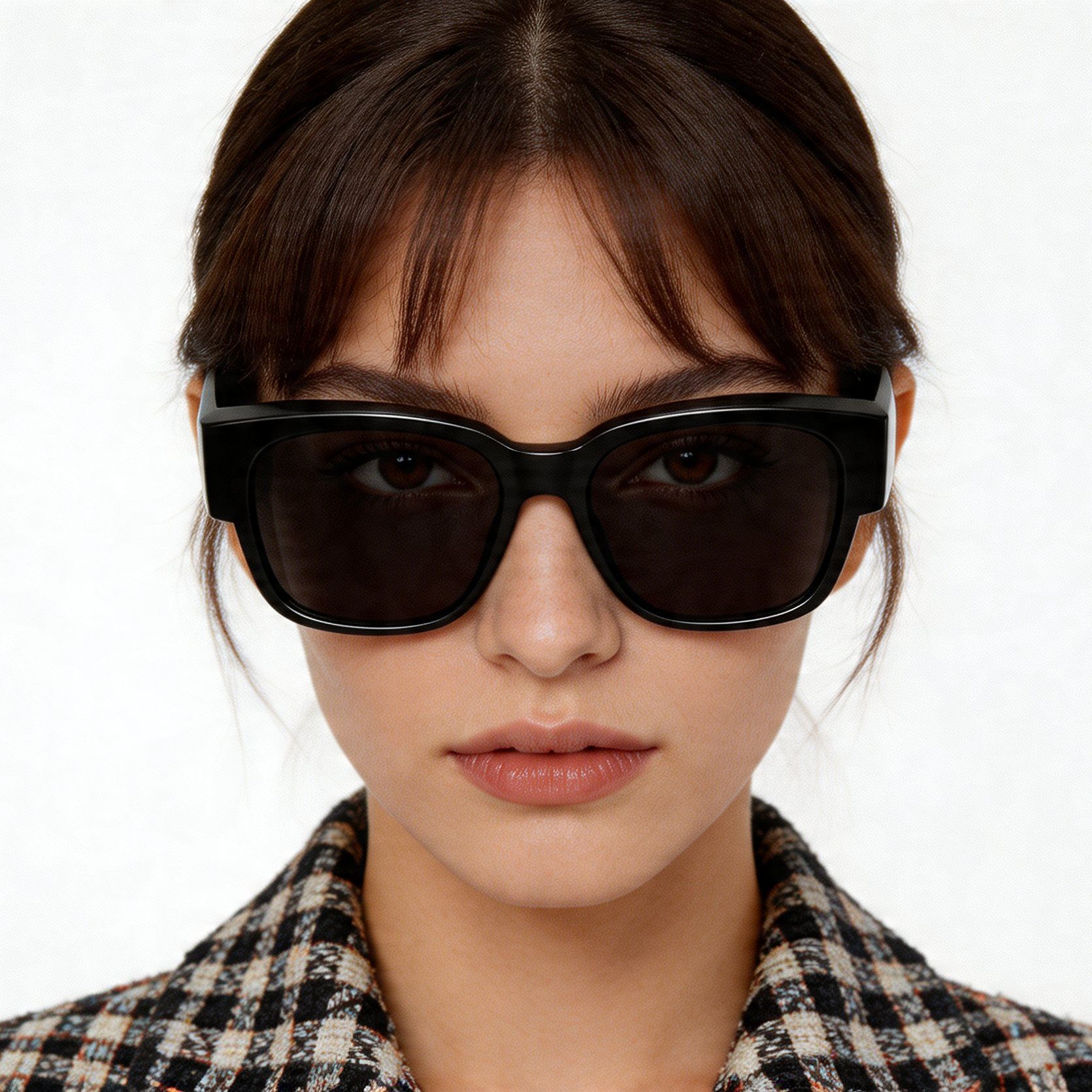 Gafas de conducción polarizadas rectangulares de plástico negro #BS2426-0040