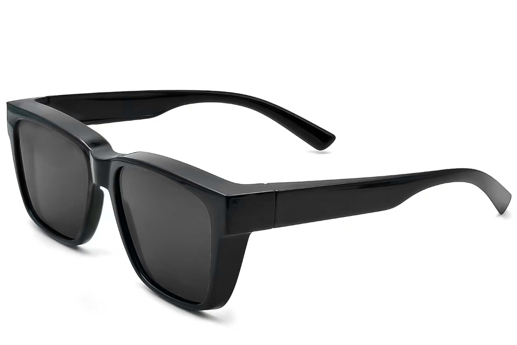 Gafas de conducir polarizadas rectangulares de plástico negro #BS2426-0041