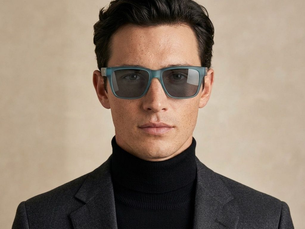 Rectangular Blue Plastic Polarized Driving Glasses #BS2426-0042