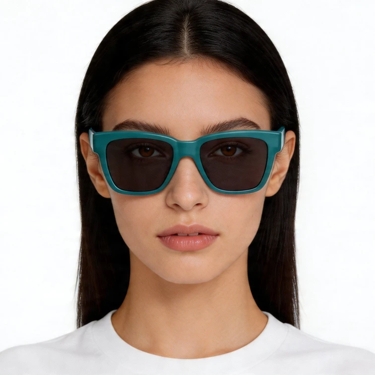 Lunettes de conduite polarisées rectangulaires en plastique bleu #BS2426-0042