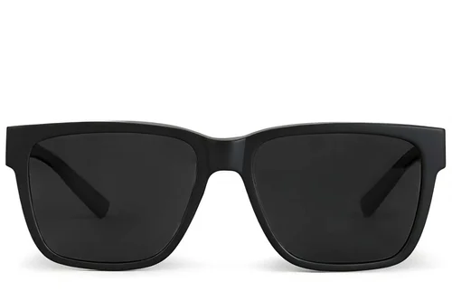 Lunettes de conduite polarisées rectangulaires en plastique noir #BS2426-0044