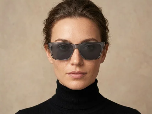 Lunettes de conduite polarisées rectangulaires en plastique gris #BS2426-0045