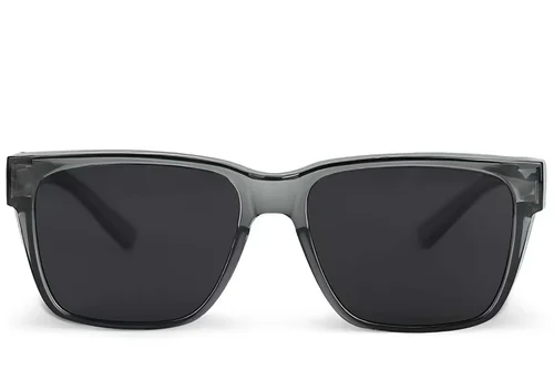 Lunettes de conduite polarisées rectangulaires en plastique gris #BS2426-0045