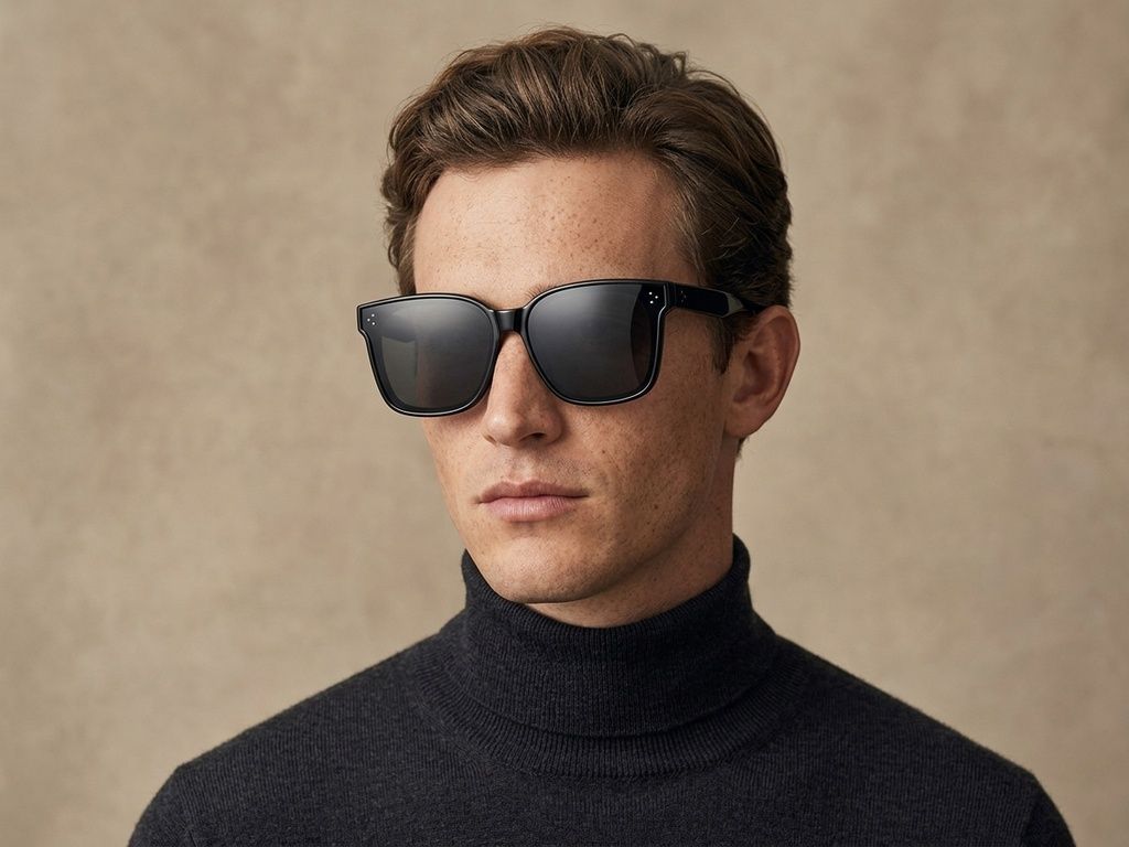 Rechteckige schwarze polarisierte Kunststoff-Fahrbrille #BS2426-0047