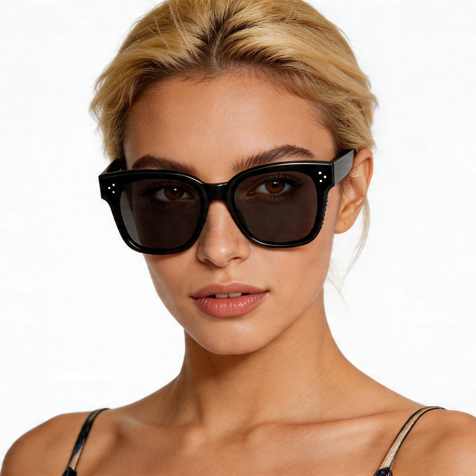 Rectangular Black Plastic Polarized Driving Glasses #BS2426-0047