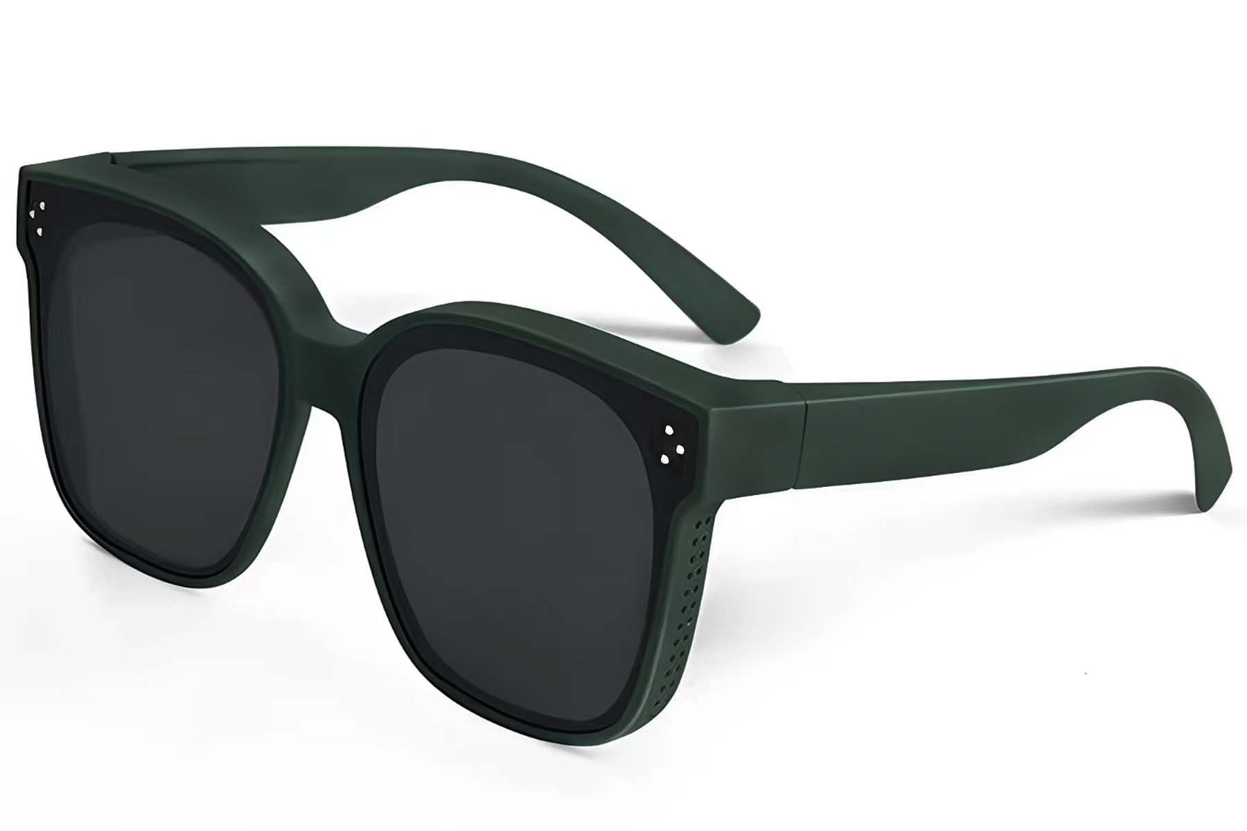 Gafas de conducir polarizadas rectangulares de plástico verde #BS2426-0048