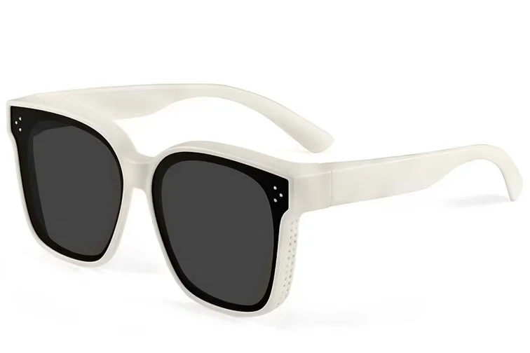 Rectangular Cream Plastic Polarized Driving Glasses #BS2426-0049