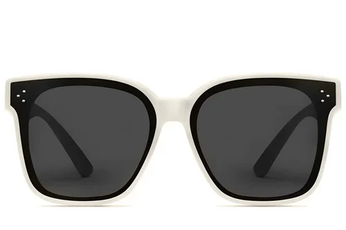Lunettes de conduite rectangulaires polarisées en plastique crème #BS2426-0049