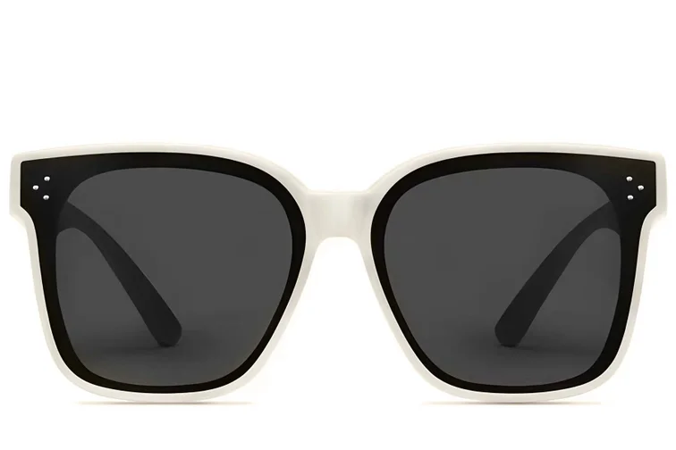 Rectangular Cream Plastic Polarized Driving Glasses #BS2426-0049