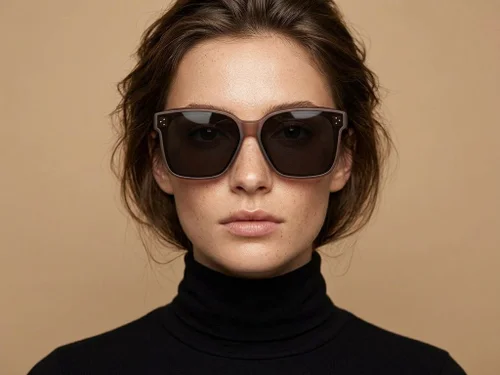 Lunettes de conduite polarisées rectangulaires en plastique marron #BS2426-0051