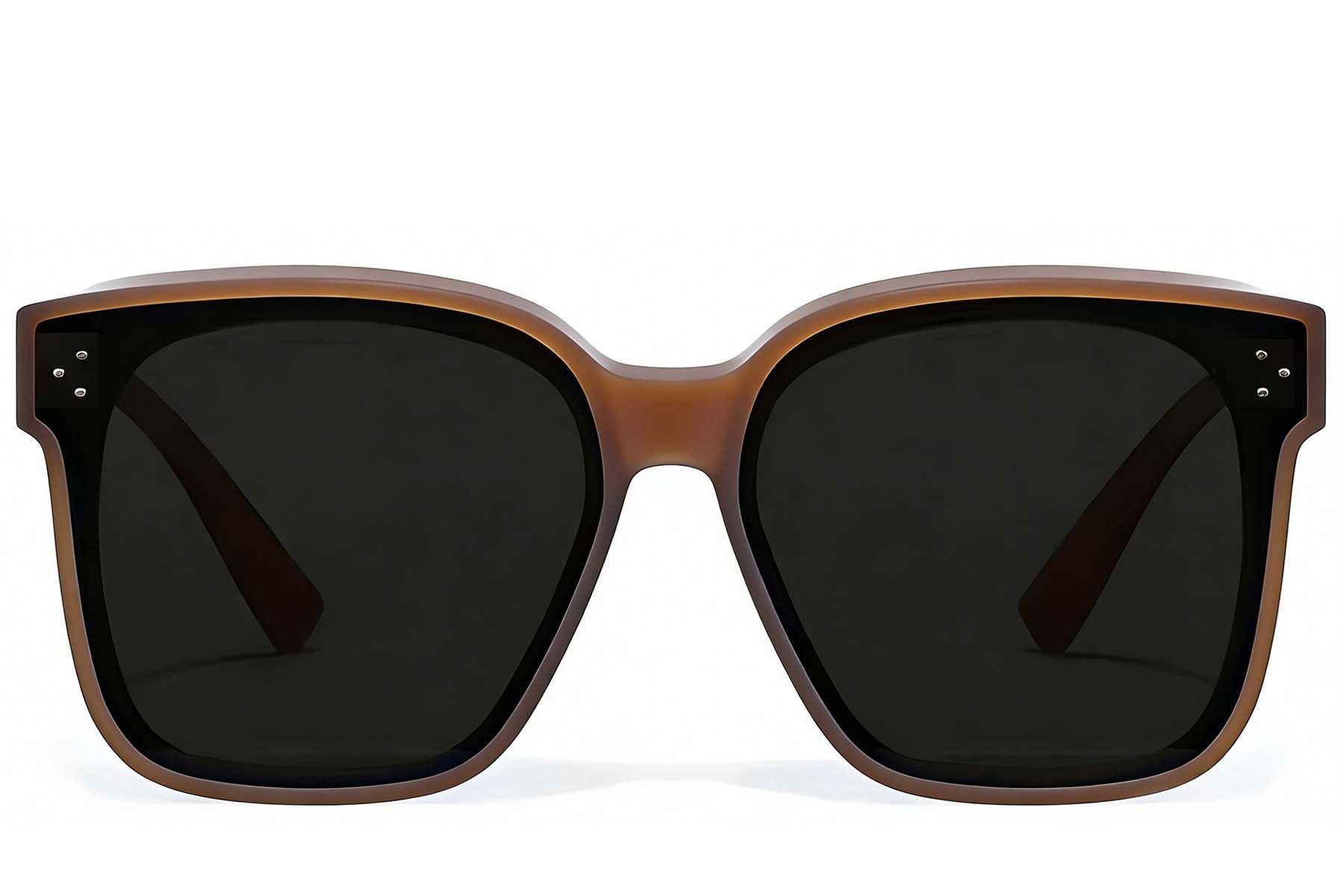 Rechthoekige bruine plastic gepolariseerde rijbril #BS2426-0051