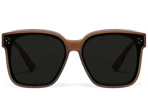 Lunettes de conduite polarisées rectangulaires en plastique marron #BS2426-0051
