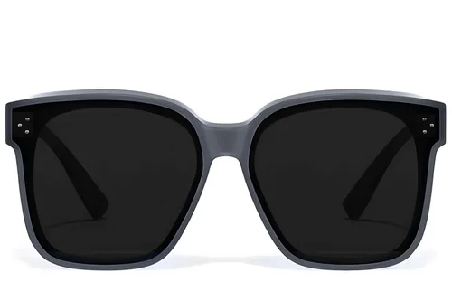 Lunettes de conduite polarisées rectangulaires en plastique gris #BS2426-0052