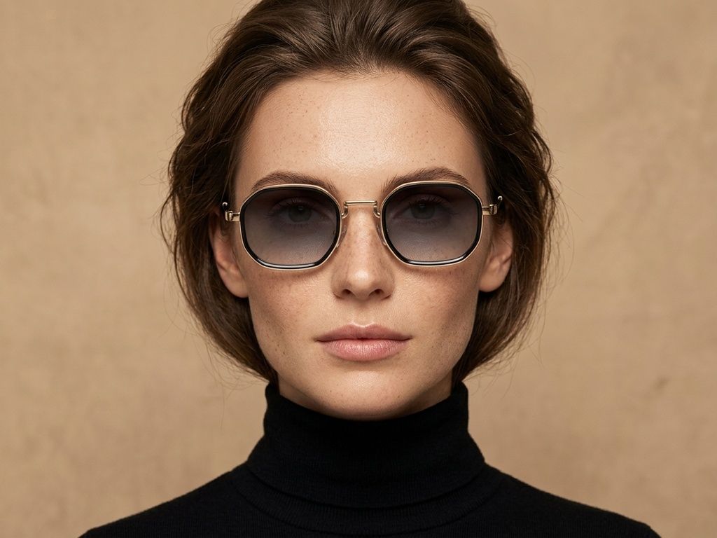 Geometric Golden Metal Sunglasses #BS2503-0001