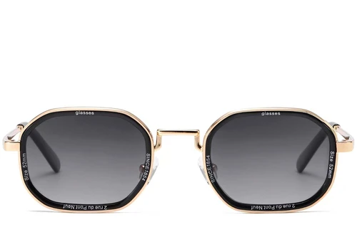 Geometric Golden Metal Sunglasses #BS2503-0001