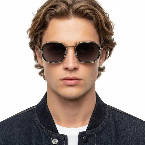 Geometric Golden Metal Sunglasses #BS2503-0001