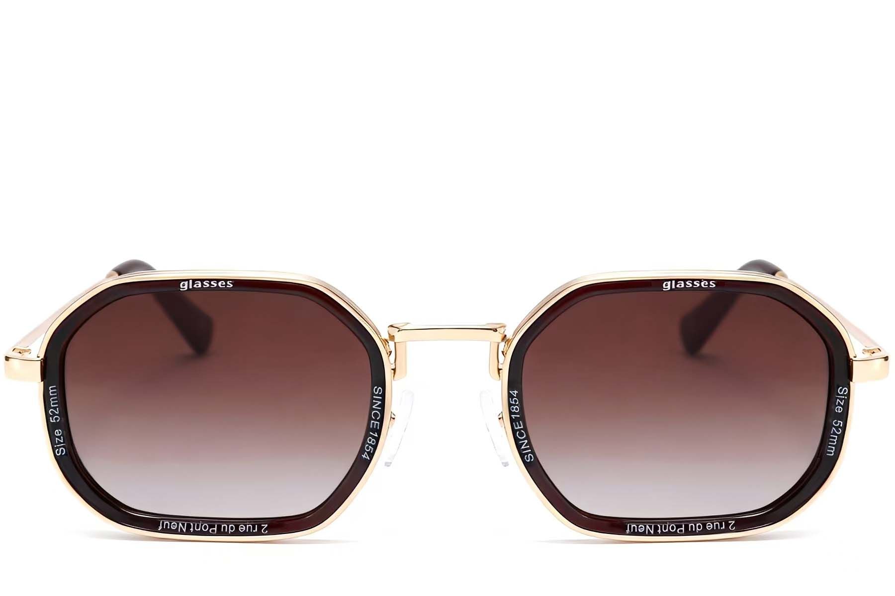 Geometric Golden Metal Sunglasses #BS2503-0002