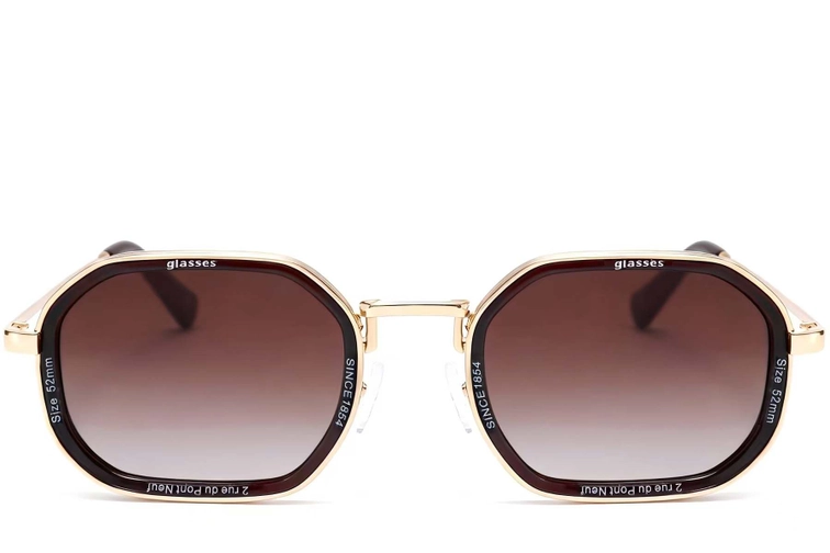 Geometric Golden Metal Sunglasses #BS2503-0002
