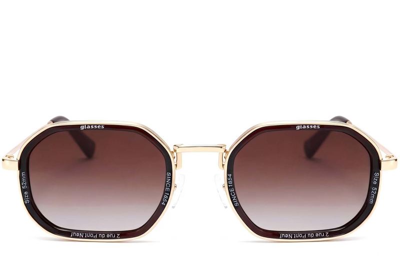 Geometric Golden Metal Sunglasses #BS2503-0002