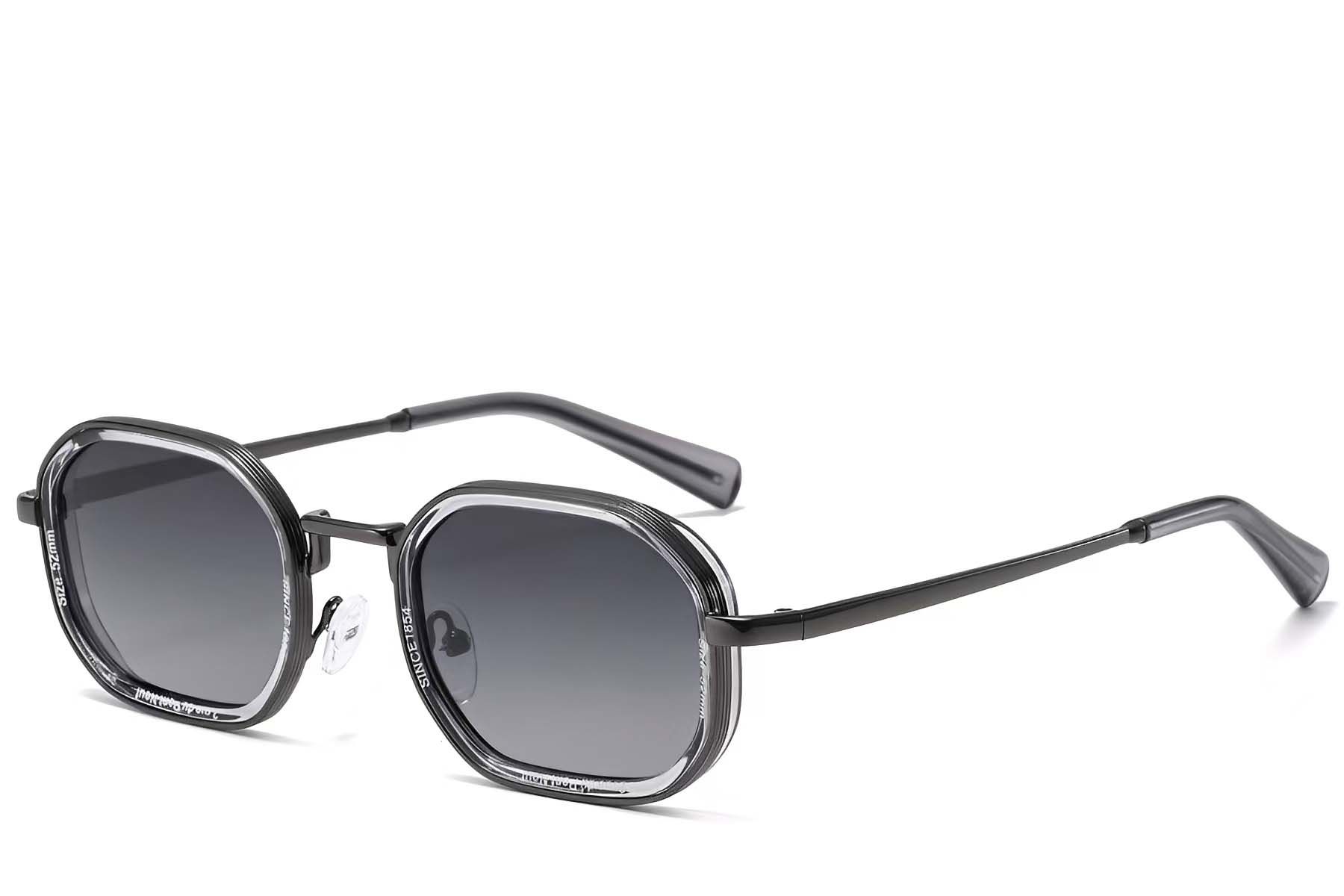 Geometric Grey Metal Sunglasses #BS2503-0003