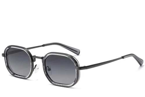 Geometrische graue Metall-Sonnenbrille #BS2503-0003
