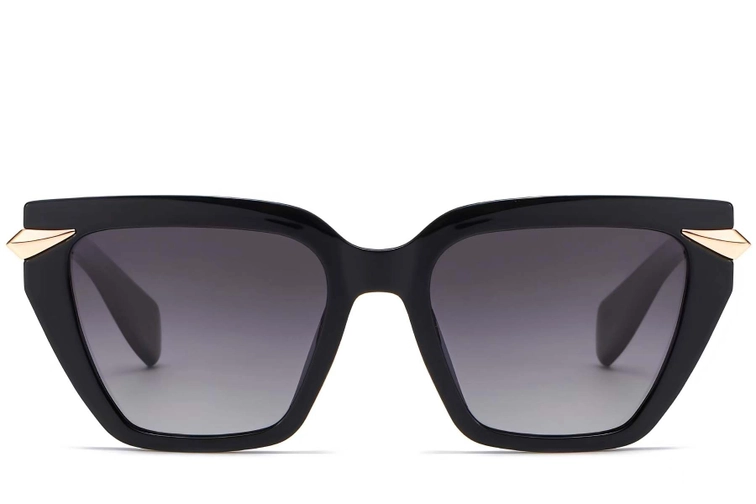 Rectangular Black Plastic Sunglasses #BS2503-0004
