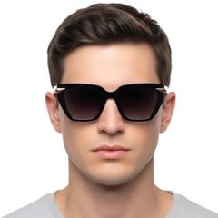 Rectangular Black Plastic Sunglasses #BS2503-0004