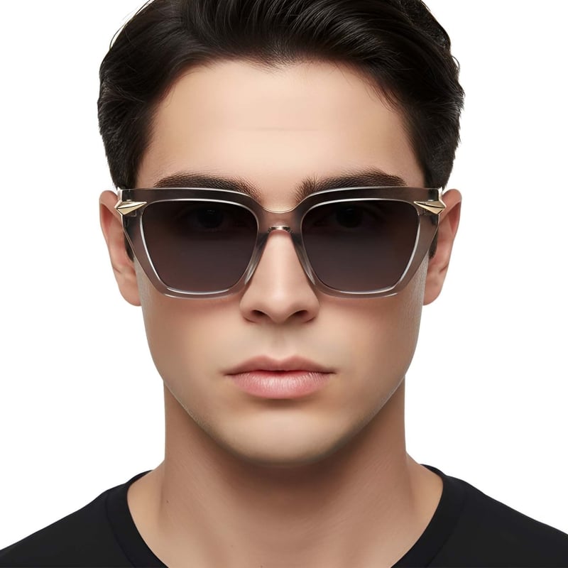 Rectangular Grey Plastic Sunglasses #BS2503-0005