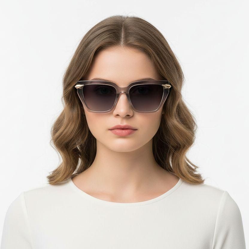 Rectangular Grey Plastic Sunglasses #BS2503-0005