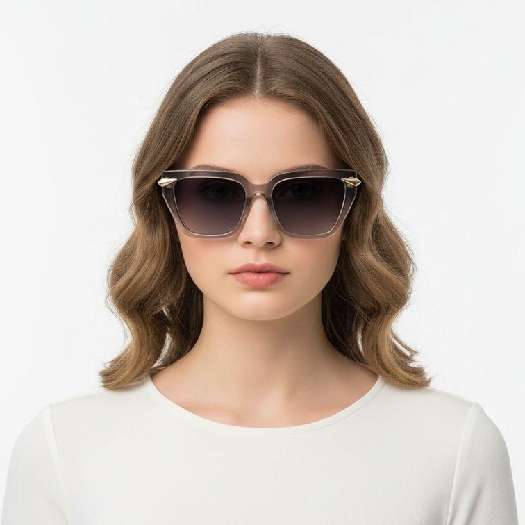 Rectangular Grey Plastic Sunglasses #BS2503-0005