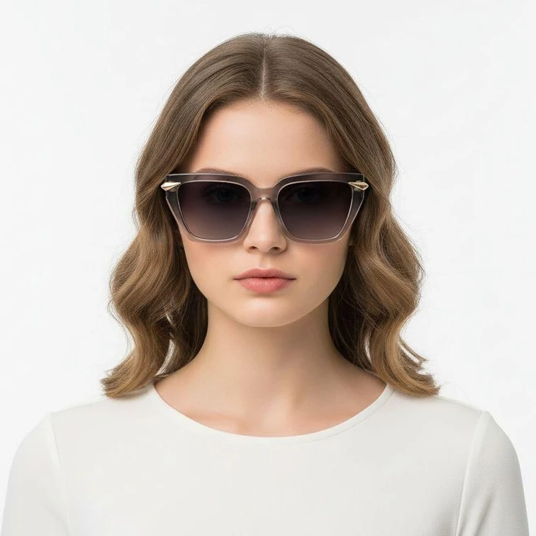 Rectangular Grey Plastic Sunglasses #BS2503-0005