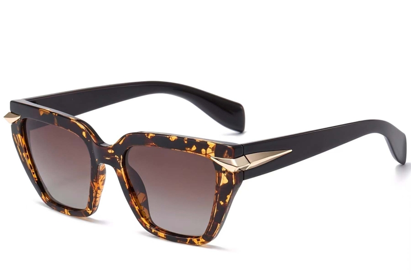 Rectangular Tortoiseshell Plastic Sunglasses #BS2503-0007