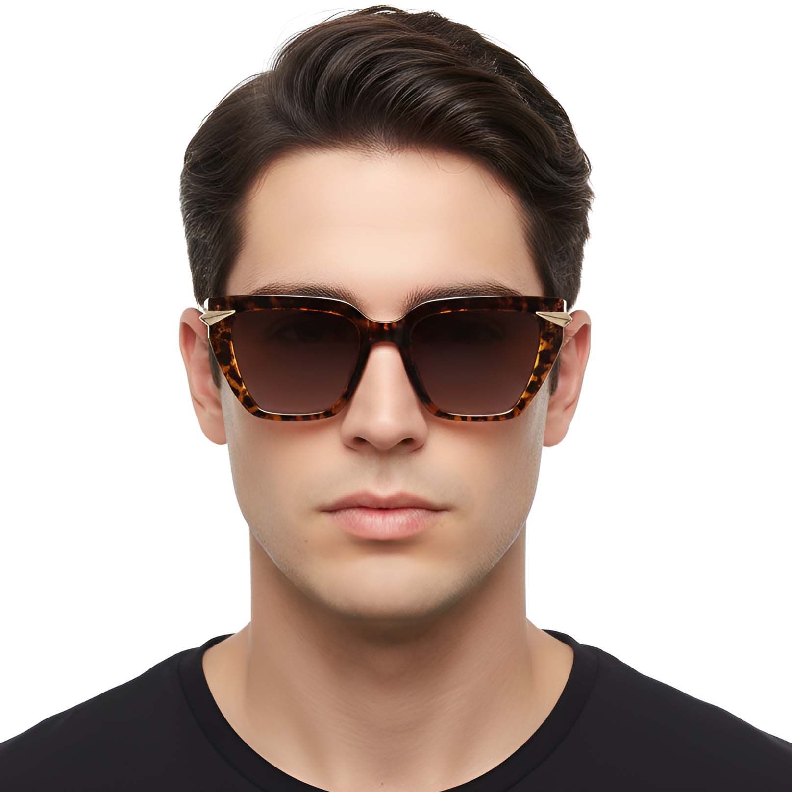 Rectangular Tortoiseshell Plastic Sunglasses #BS2503-0007
