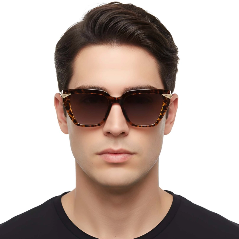 Rectangular Tortoiseshell Plastic Sunglasses #BS2503-0007