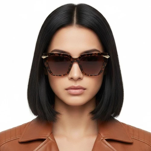 Rectangular Tortoiseshell Plastic Sunglasses #BS2503-0007