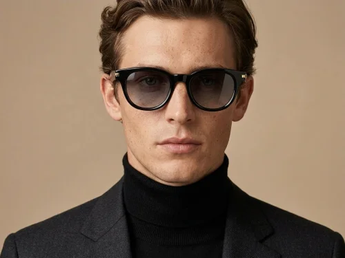 Lunettes de soleil ovales en plastique noir #BS2503-0008