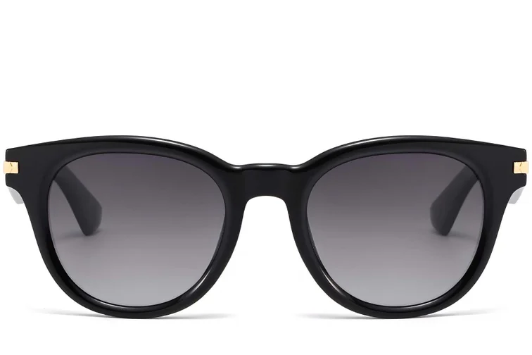 Lunettes de soleil ovales en plastique noir #BS2503-0008