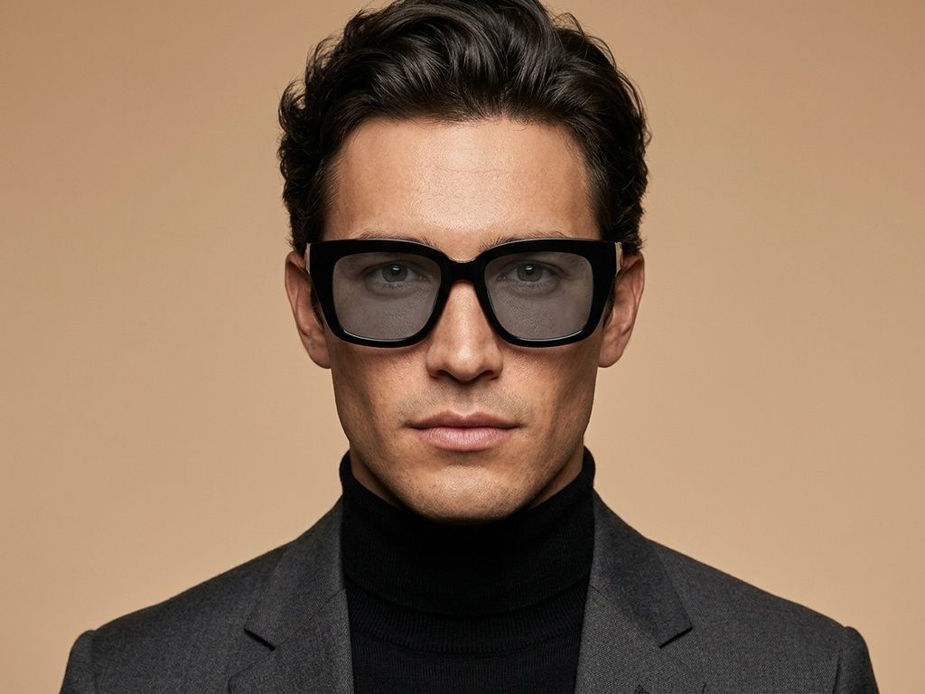 Rectangular Black Plastic Sunglasses #BS2503-0018