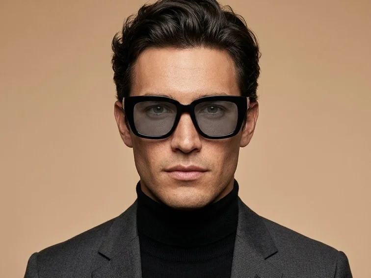 Rectangular Black Plastic Sunglasses #BS2503-0018