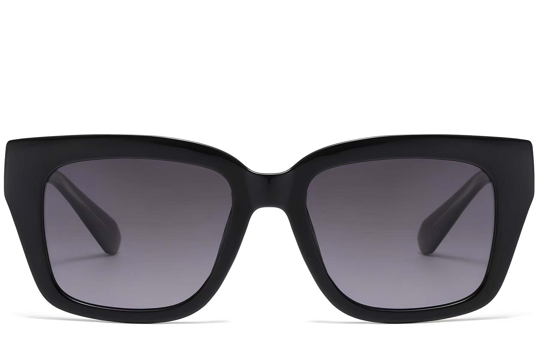 Rectangular Black Plastic Sunglasses #BS2503-0018