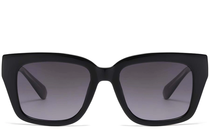 Rectangular Black Plastic Sunglasses #BS2503-0018