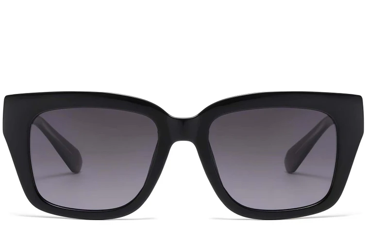 Rectangular Black Plastic Sunglasses #BS2503-0018