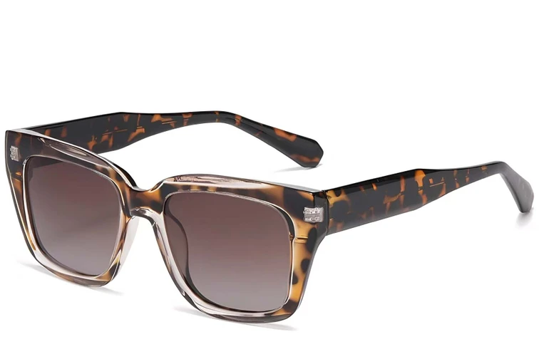 Rectangular Tortoiseshell Plastic Sunglasses #BS2503-0019