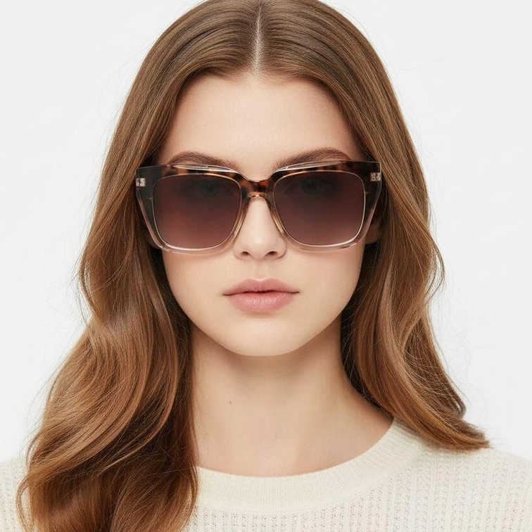 Rectangular Tortoiseshell Plastic Sunglasses #BS2503-0019