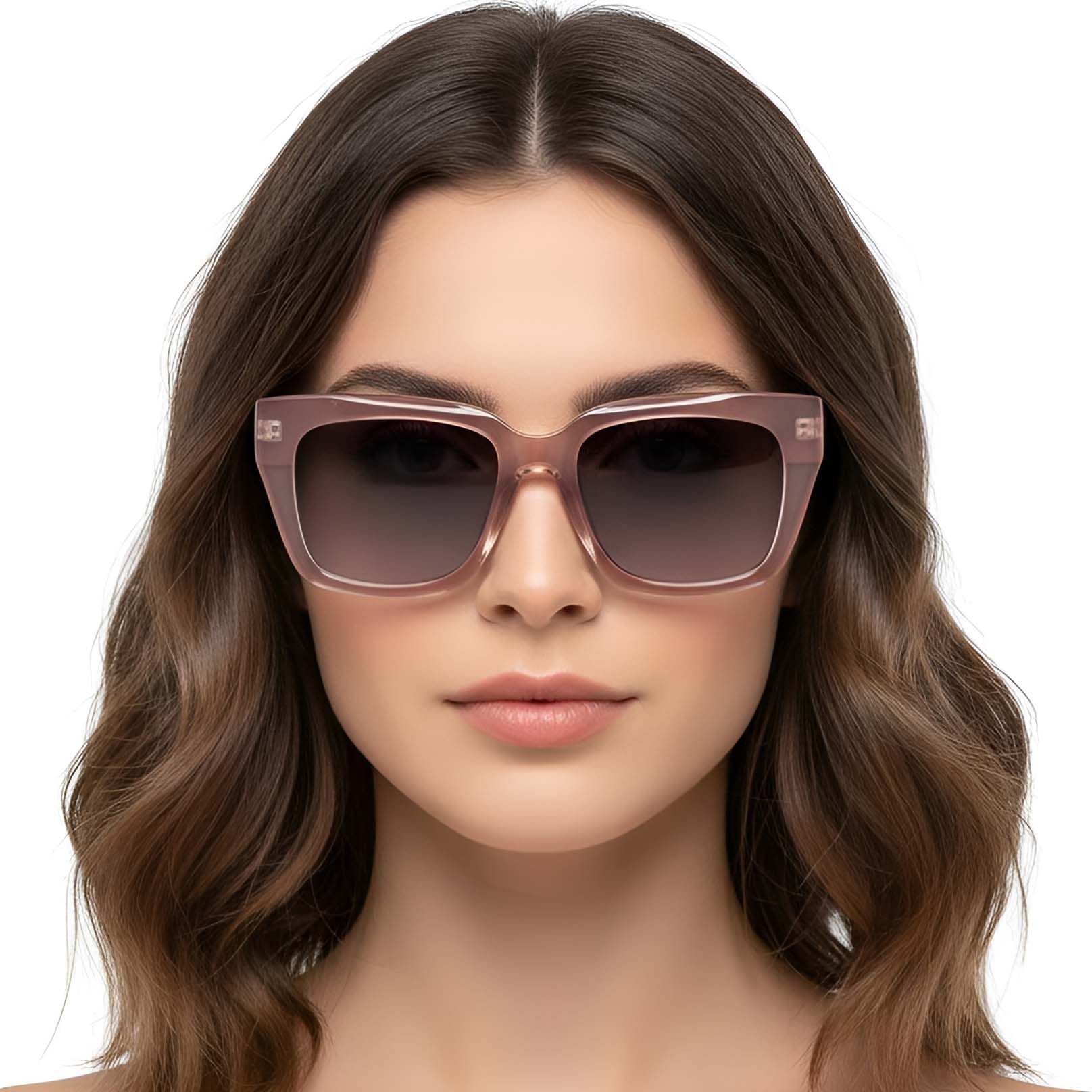 Rectangular Pink Plastic Sunglasses #BS2503-0020