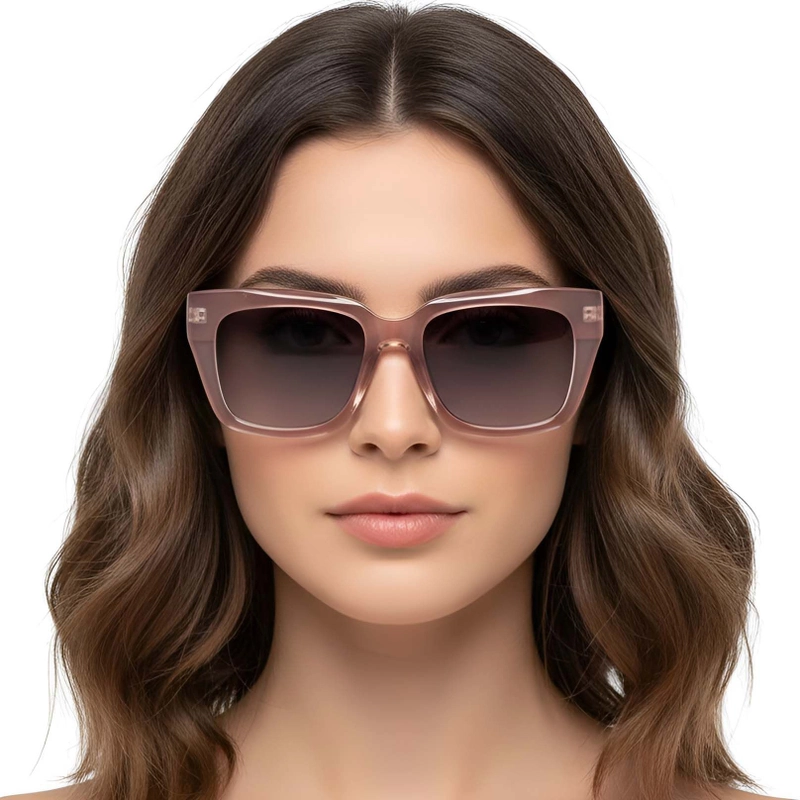 Rectangular Pink Plastic Sunglasses #BS2503-0020
