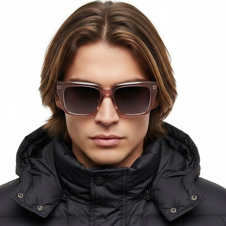 Rectangular Pink Plastic Sunglasses #BS2503-0020